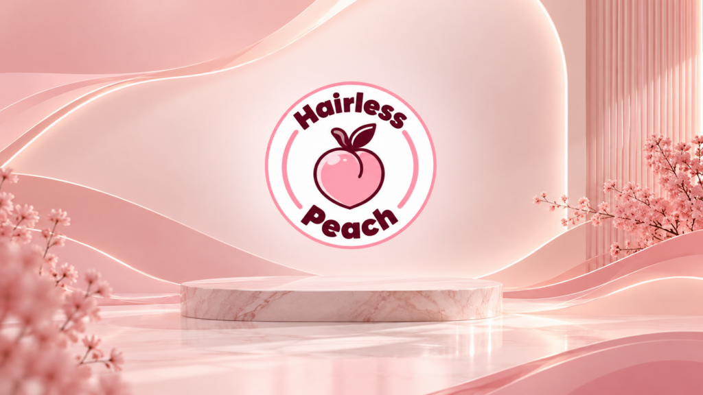 hairless peach im roséfarbenen spa studio